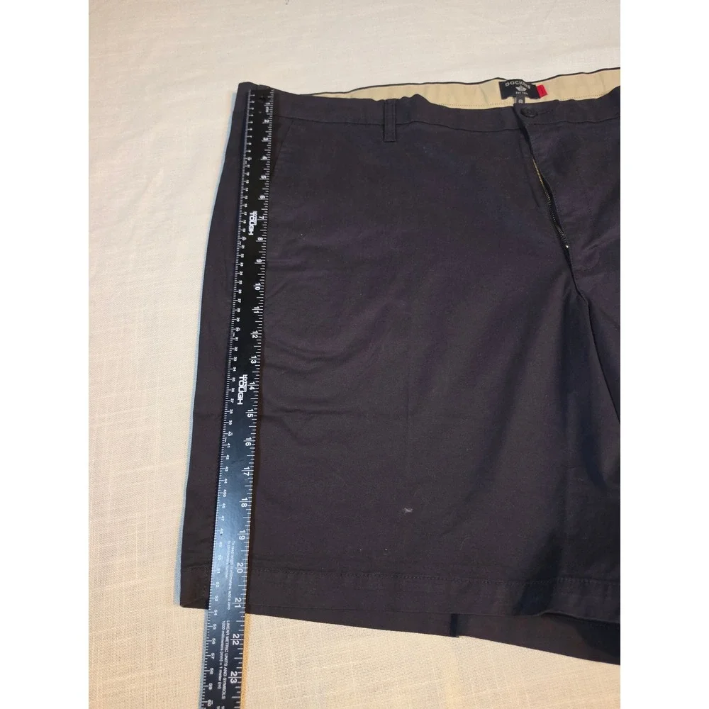 Dockers Mens Ultimate Short Big & Tall Navy Black Supreme Flex Chino Shorts 52